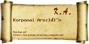 Korponai Arszlán névjegykártya